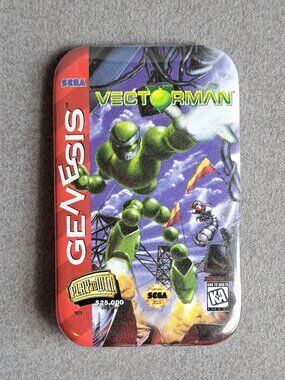 VITNAGE Vectorman Box Art USED Metal Pin (Sega Genesis, Video Game) PM